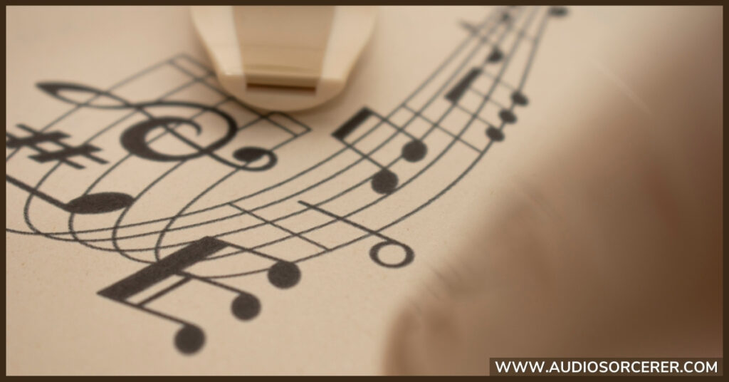 Musical notes representing diatonic vs chromatic.